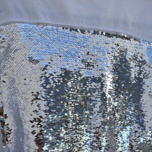 Htrailz White Denim Jacket with Silver Sequin Back – Size M